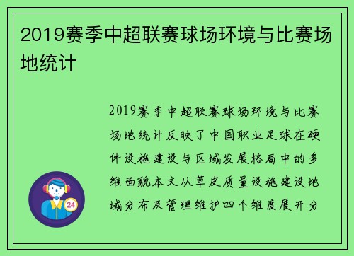 2019赛季中超联赛球场环境与比赛场地统计