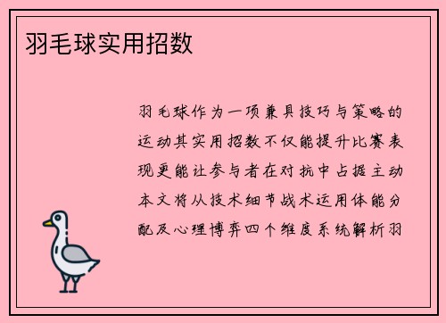 羽毛球实用招数