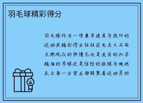 羽毛球精彩得分
